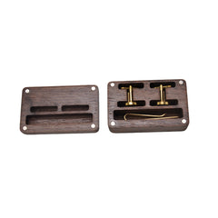 Cufflink + Tie Clip Set - Black Walnut - Gold