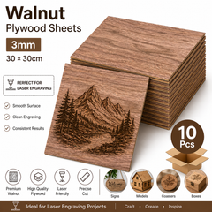 10 Pcs - Walnut Plywood Sheets 3mm (30×30cm)