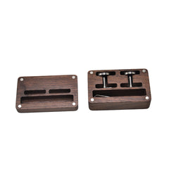 Cufflink + Tie Clip Set - Black Walnut - Silver
