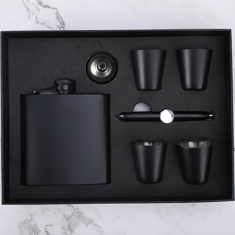 6oz hip flask set with 4 mini cups for laser engraving printing