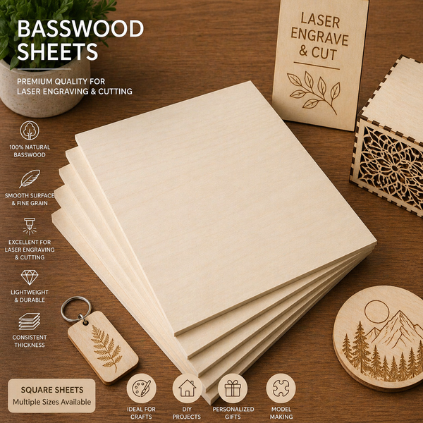 Basswood Plywood Sheets 3mm (20×30cm) 10pcs