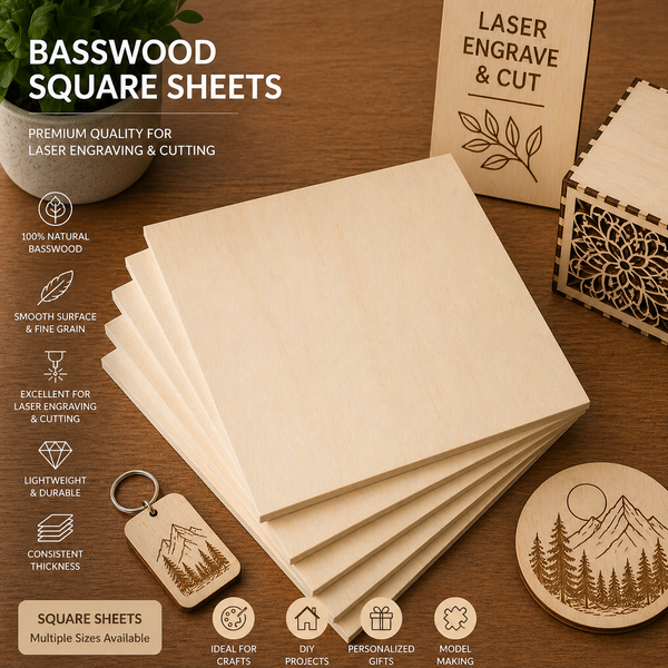 Basswood Plywood Sheets 3mm (30×30cm) 10PCS