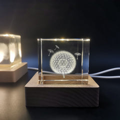 Wood LED Base - 8 x 8 x 2cm - Colour Changing