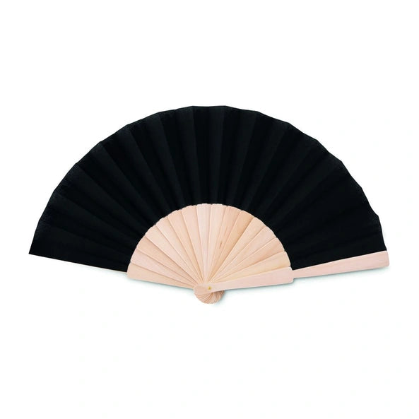 Elegant Hand Fan With Polyester Fabric - Black