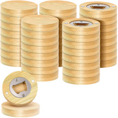 Round Bamboo Bottle Opener - Magnetic