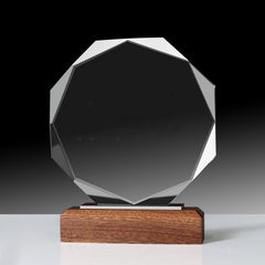 Crytal Trophy with Wood Base