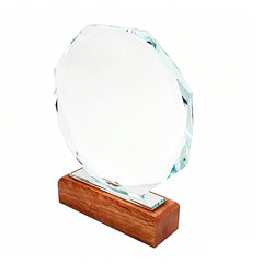 Crytal Trophy with Wood Base