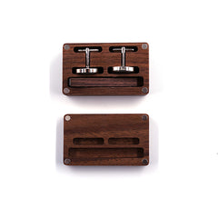 Wooden Cufflinks with tie clip + Box