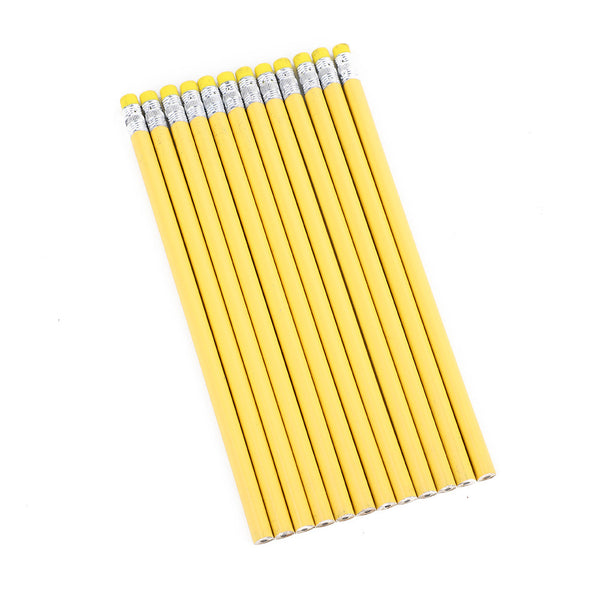 Basswood Pencil with rubber - Yellow - 30pcs
