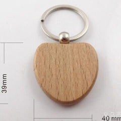 Natural Wooden Keyring - Heart