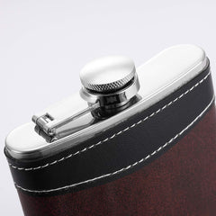 8oz PU Leather Flask with fill funnel