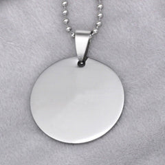 Round Stainless Steel Dog Tag Necklace - Silver