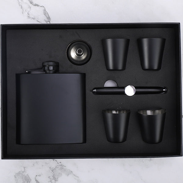 6oz hip flask set with 4 mini cups for laser engraving printing 