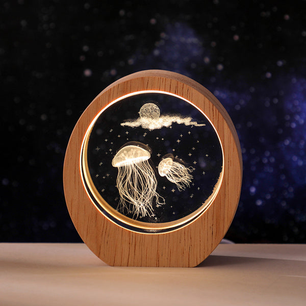 LED Wooden Crystal Photo Frame - Round