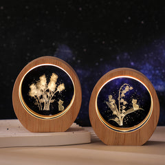 LED Wooden Crystal Photo Frame - Round