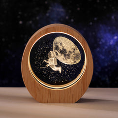 LED Wooden Crystal Photo Frame - Round