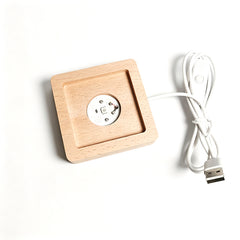 Wood LED Base - 7 x 7 x 2cm - Colour Changing