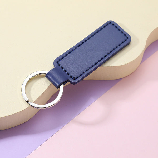 PU Leather Plain Keyring - Dark Blue