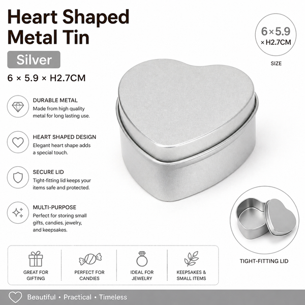 Small Heart Tin - Silver