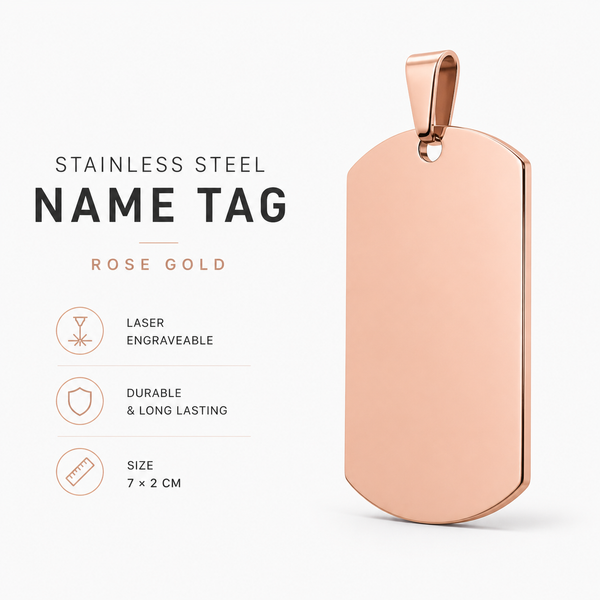 Stainless Steel Name Tag - Rose Gold