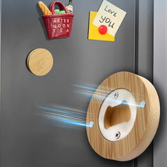 Round Bamboo Bottle Opener - Magnetic