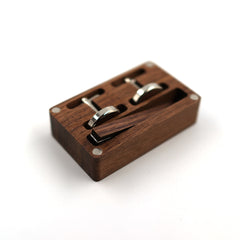 Wooden Cufflinks with tie clip + Box