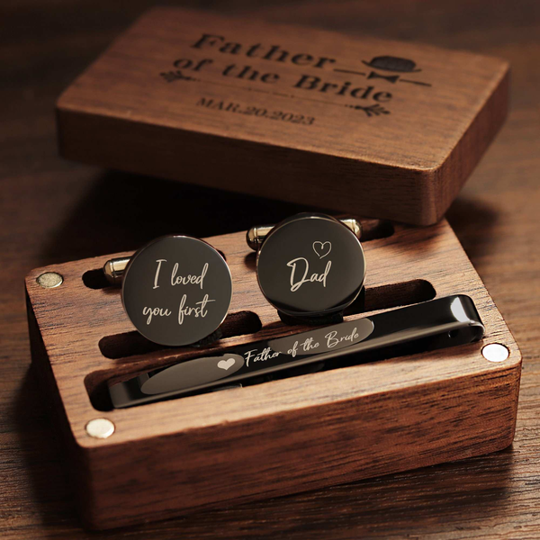 Cufflink + Tie Clip Set - Black Walnut - Black
