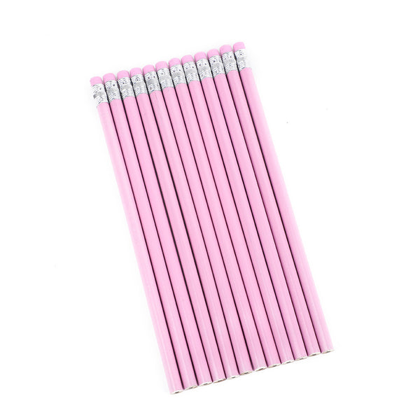 Basswood Pencil with rubber - Pink - 30pcs
