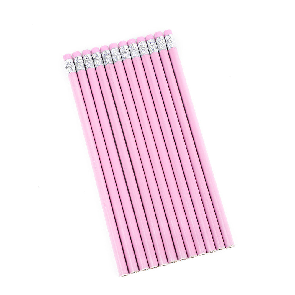 Basswood Pencil with rubber - Pink - 30pcs