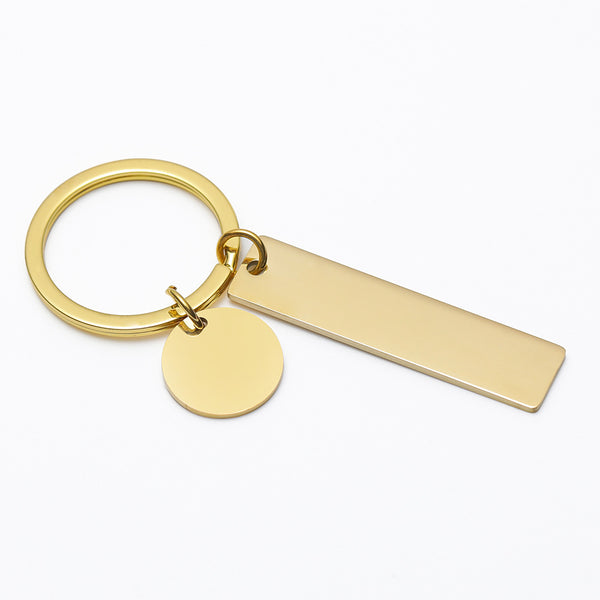 Rectangle + Round Keyring - Gold