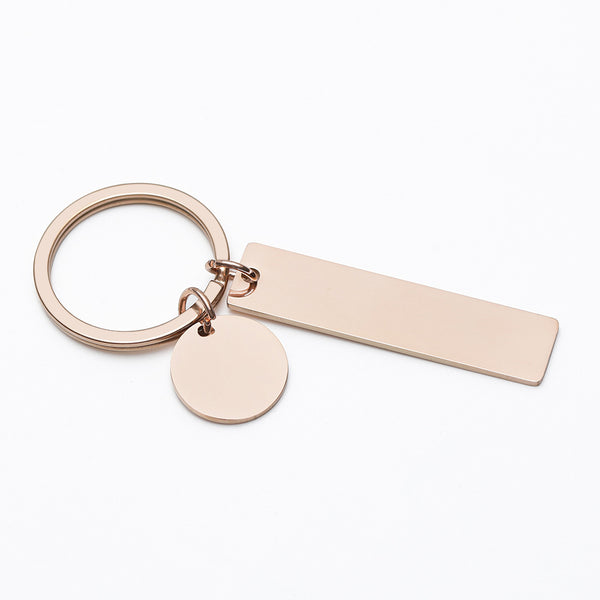 Rectangle + Round Keyring - Rose Gold