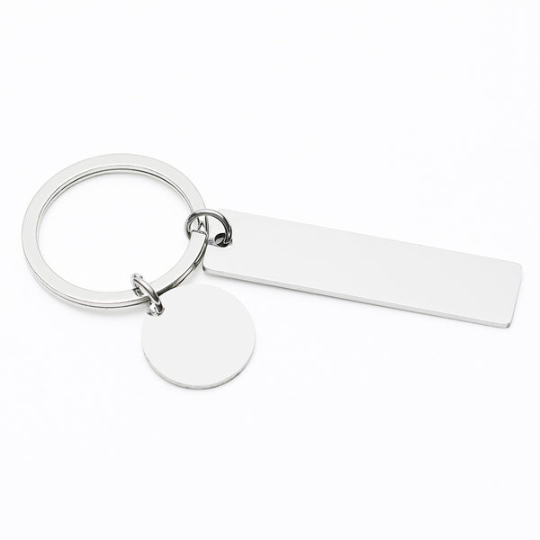 Rectangle + Round Keyring - Silver