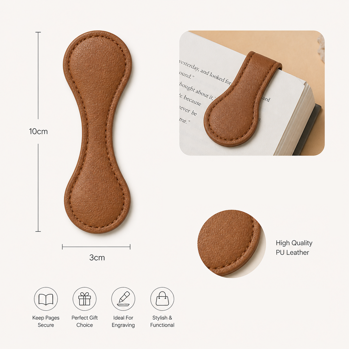 Magnetic Book Mark Clip - Brown