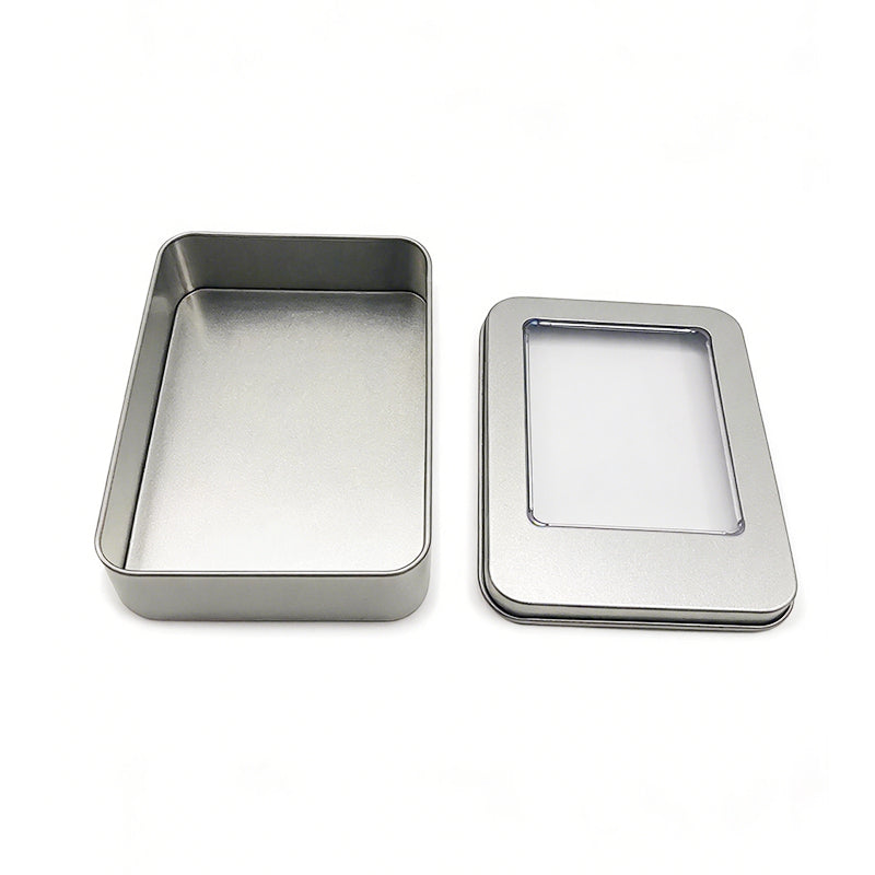 Metal laser engraving tin box with window 