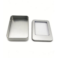 Metal laser engraving tin box with window 