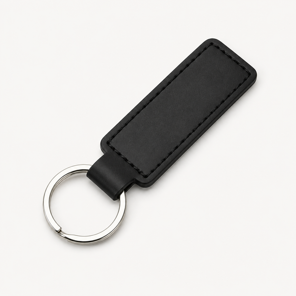 PU Leather Plain Keyring - Black