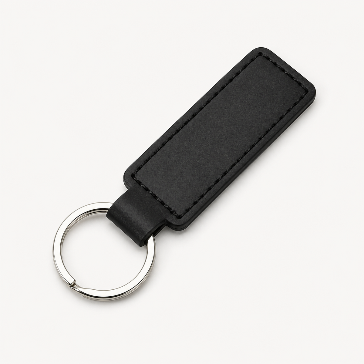 PU Leather Plain Keyring - Black