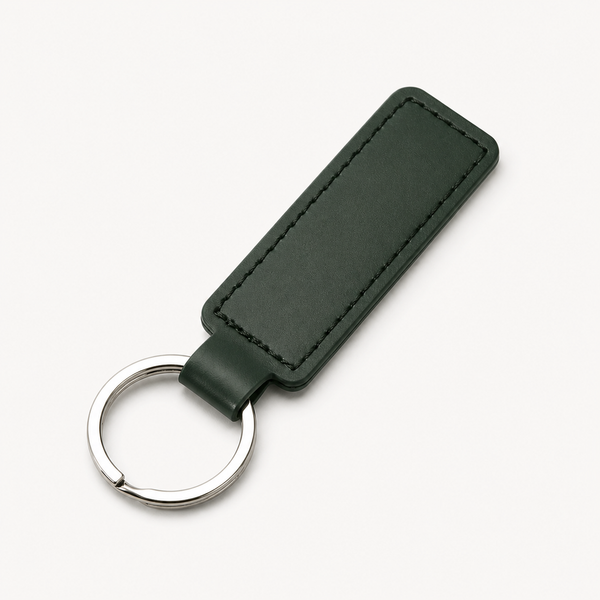 PU Leather Plain Keyring - Dark Green