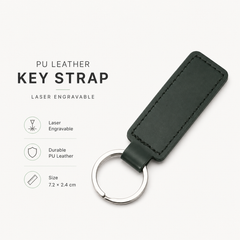 PU Leather Plain Keyring - Dark Green