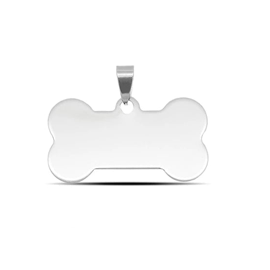 Stainless Steel Name Tag - Silver Bone