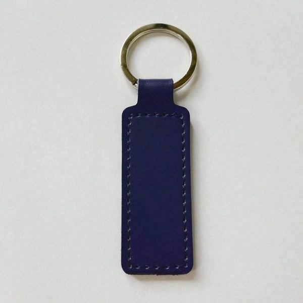 PU Leather Plain Keyring - Dark Blue
