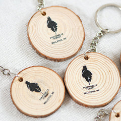 Pine Wooden Keyring - 3cm - 4cm