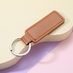 PU Leather Plain Keyring - Brown