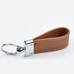 keyring real leather dark brown engravable