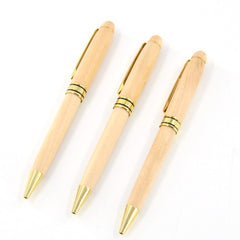 Ball Point Wooden Pen - Gold Trim