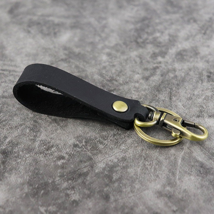 Real Leather Key Strap - Black