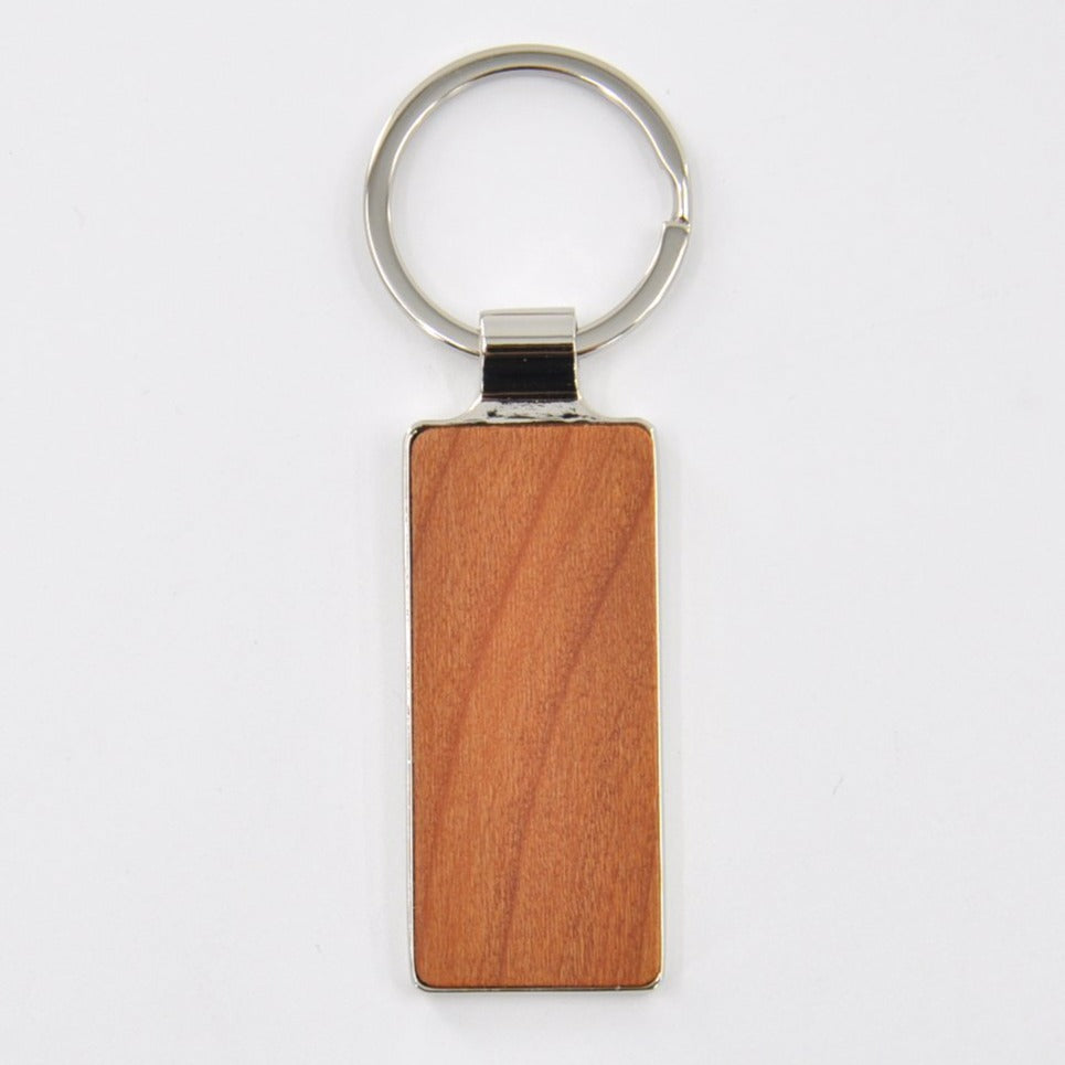 Wooden Keyring - Medium Brown - Rectangle