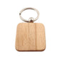 Natural wood square engravable wood keyring 