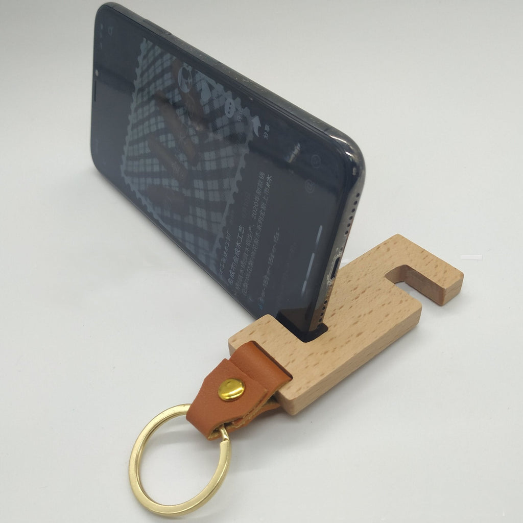 wooden keyring laser engravable phone stand